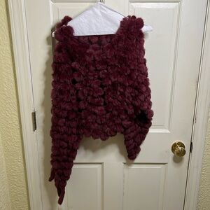 Maroon Fur Shawl